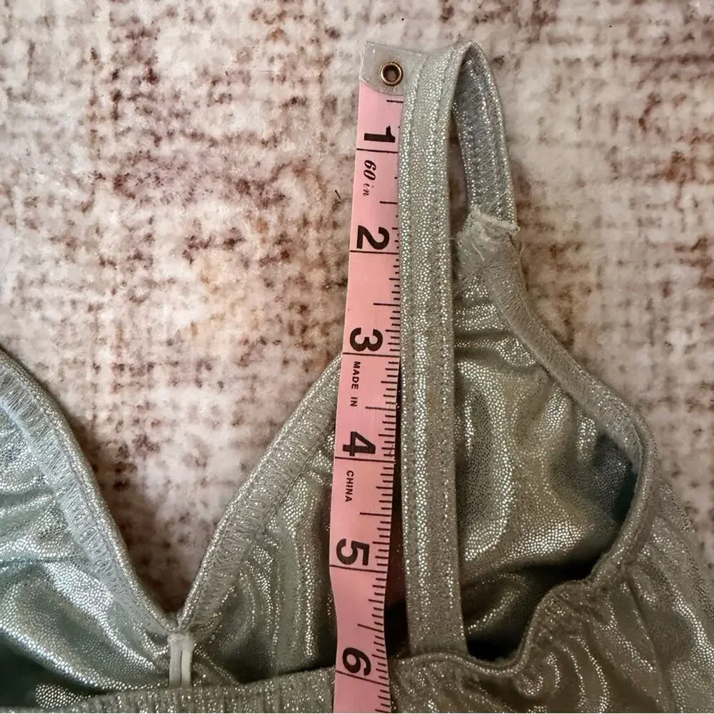 Kelle dance silver metallic high-Waist Bralette & brief 2-piece Set large child